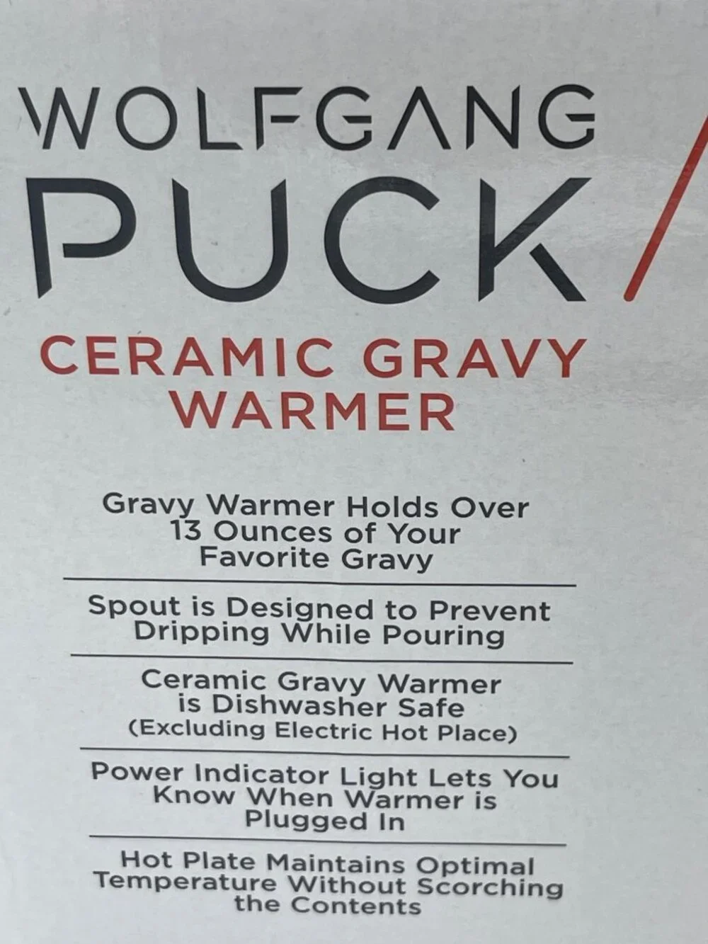 Wolfgang Puck Ceramic Gravy Boat & Warmer Black NEW IN BOX